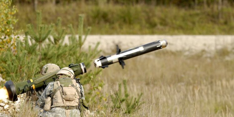 U.S. Army Soldiers from the 173rd Airborne Brigade Combat Team fire an FGM-148 Javelin anti-tank guided missile during training in Grafenwoehr, Germany, Oct. 24, 2006, in preparation for deployment. Soldiers with the 173rd are training together for the f irst time since their unit transformation into a brigade combat team. (U.S. Army photo by Gary L. Kieffer) (Released)