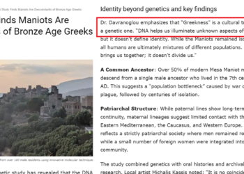 “Identiteti grek nuk përkufizohet dot nga ADN-ja.” Maniotët midis mitit të “pastërtisë helene” dhe vazhdimësisë ballkanike