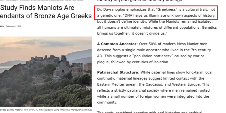 “Identiteti grek nuk përkufizohet dot nga ADN-ja.” Maniotët midis mitit të “pastërtisë helene” dhe vazhdimësisë ballkanike