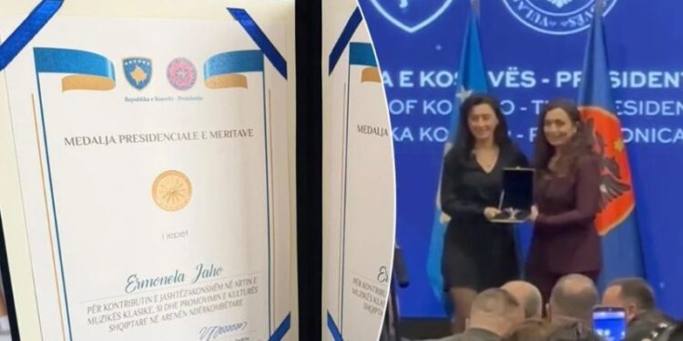 Presidentja Osmani dekoron me medalje presidenciale sopranon shqiptare me famë botërore – Ermonela Jaho